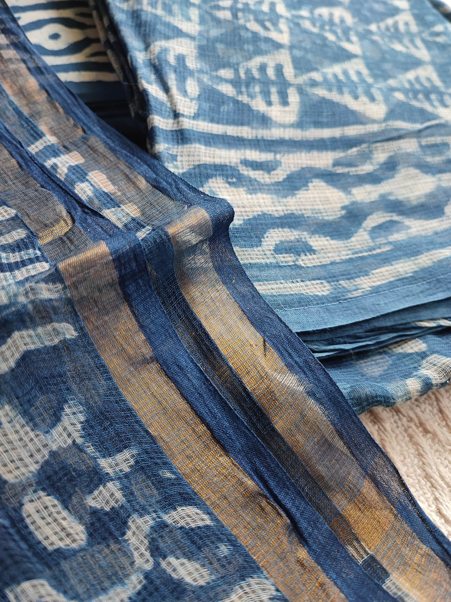 Indigo Printed Kota Suit Set with Dupatta