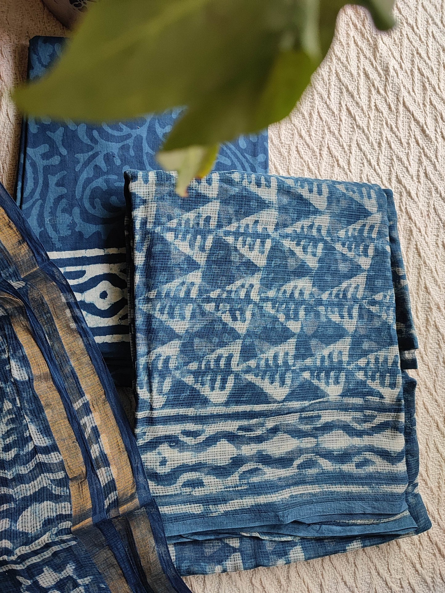 Indigo Printed Kota Suit Set with Dupatta