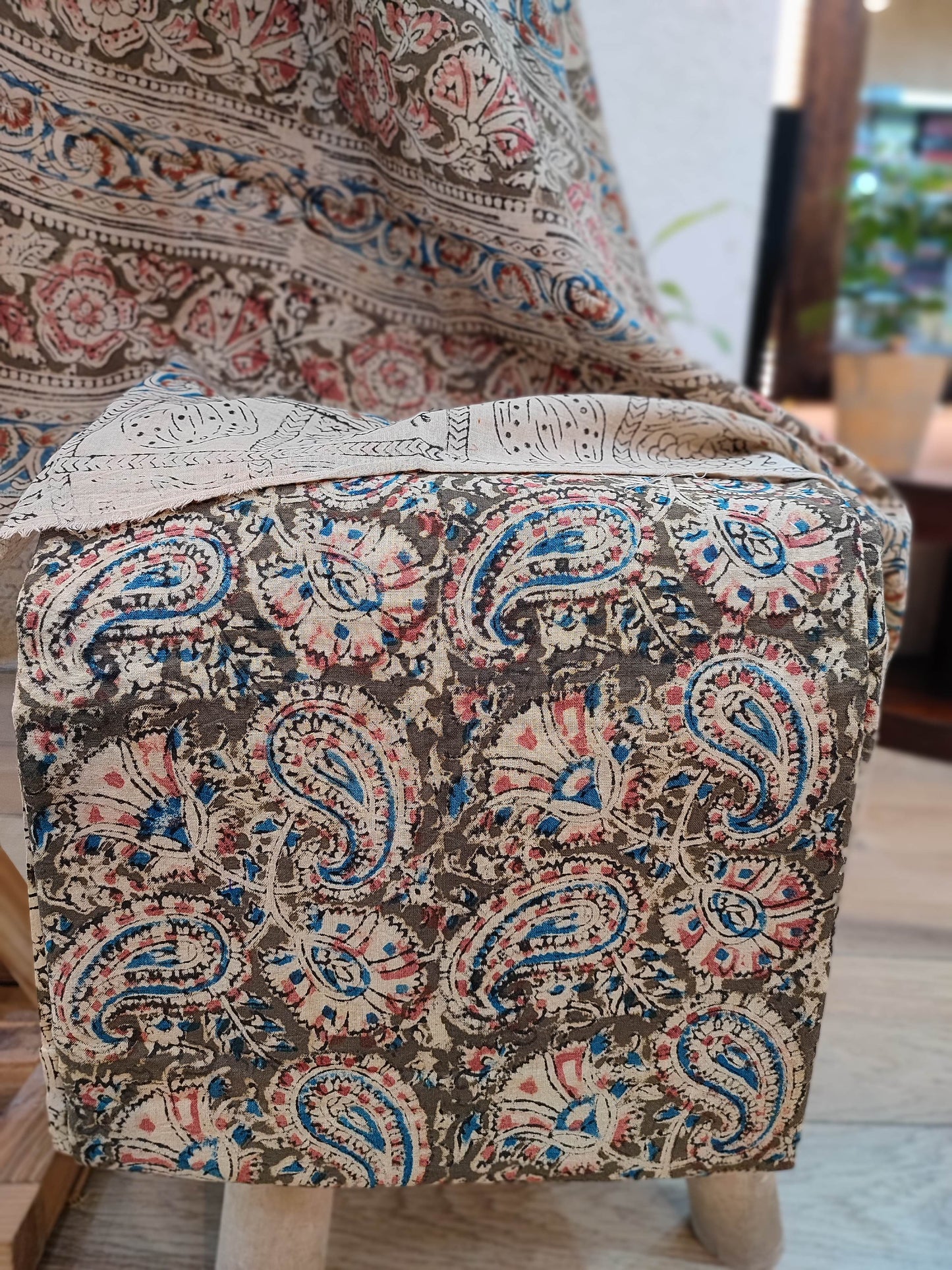 Pink Ikkat Suit with Grey Kalamkari Cotton Pant and Multicolor Dupatta