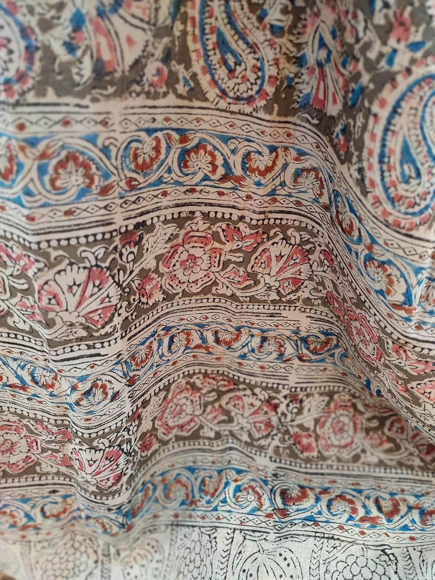 Pink Ikkat Suit with Grey Kalamkari Cotton Pant and Multicolor Dupatta