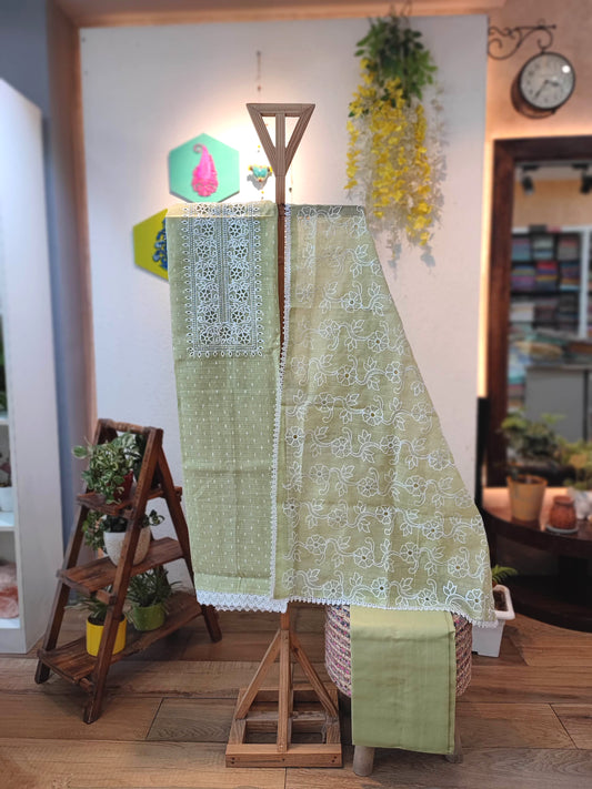 Kota linen Suit with cotton bottom and kota linen Dupatta