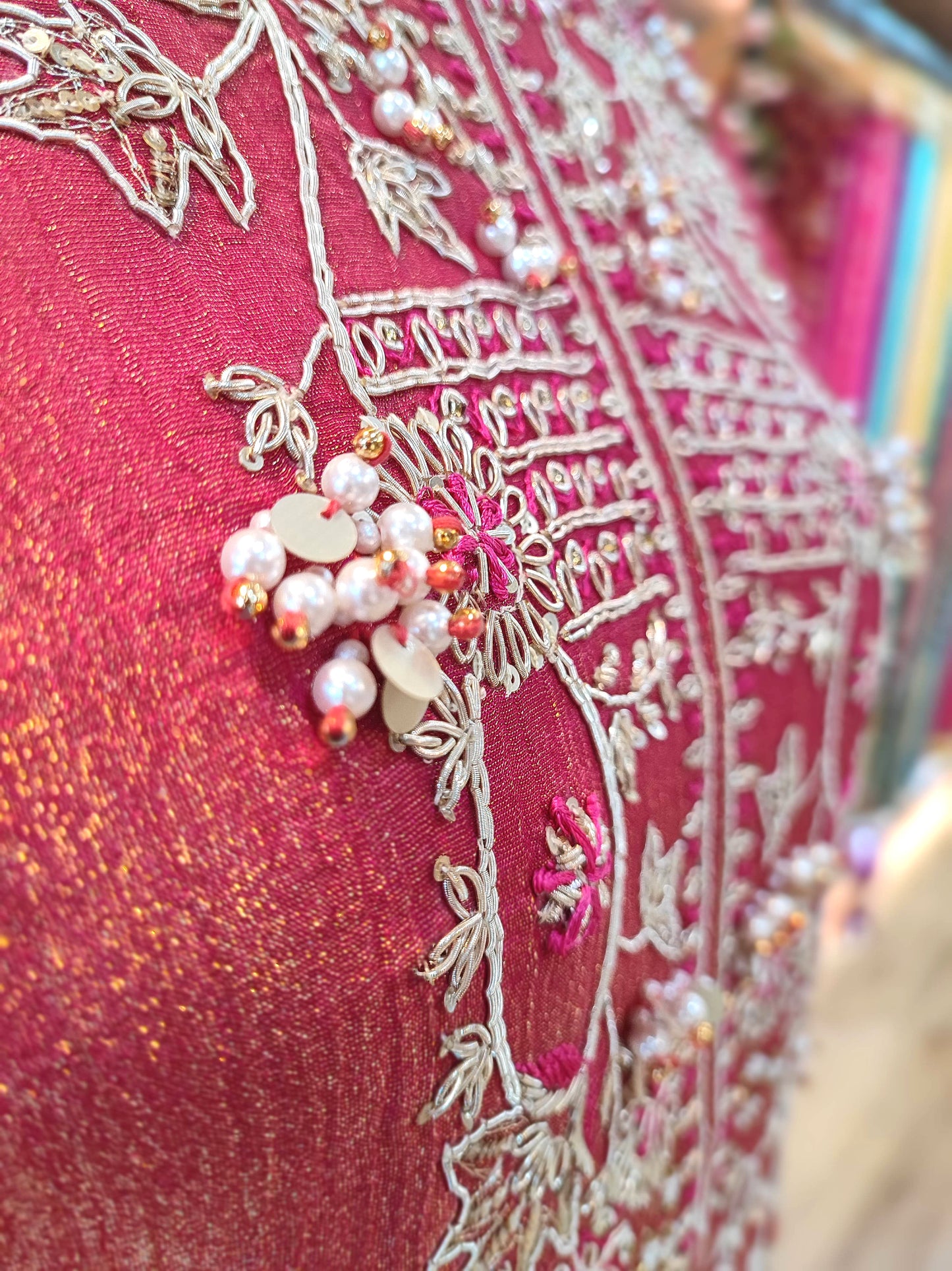Rani Pink Kaftan-Style Suit in Crushed Tissue Georgette
