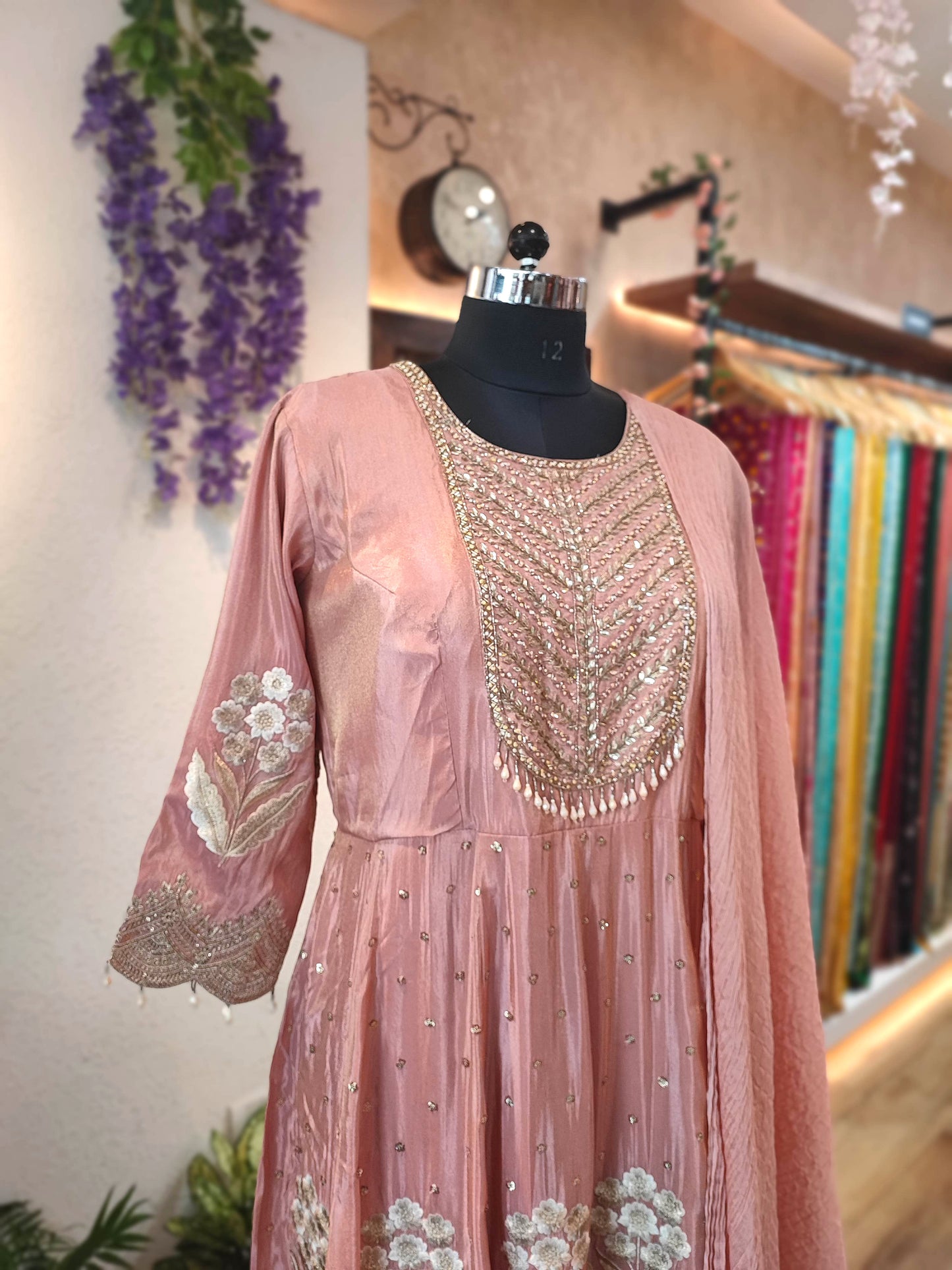 Blush Pink Crepe Silk Anarkali Suit with Dupatta | Shop Now