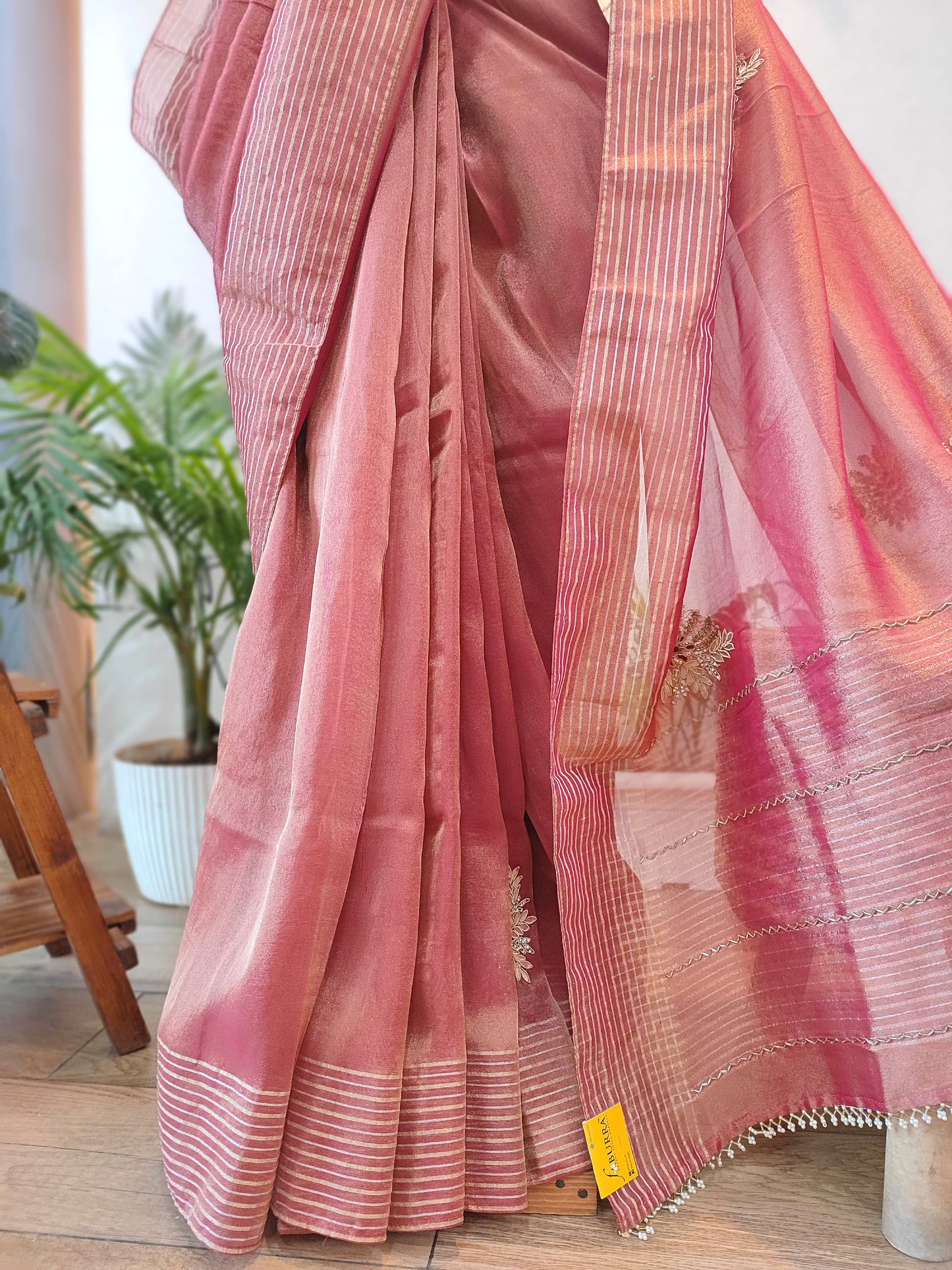 Shimmer Georgette Saree with Banarasi Weaving & Hand Embroidery Buy Now