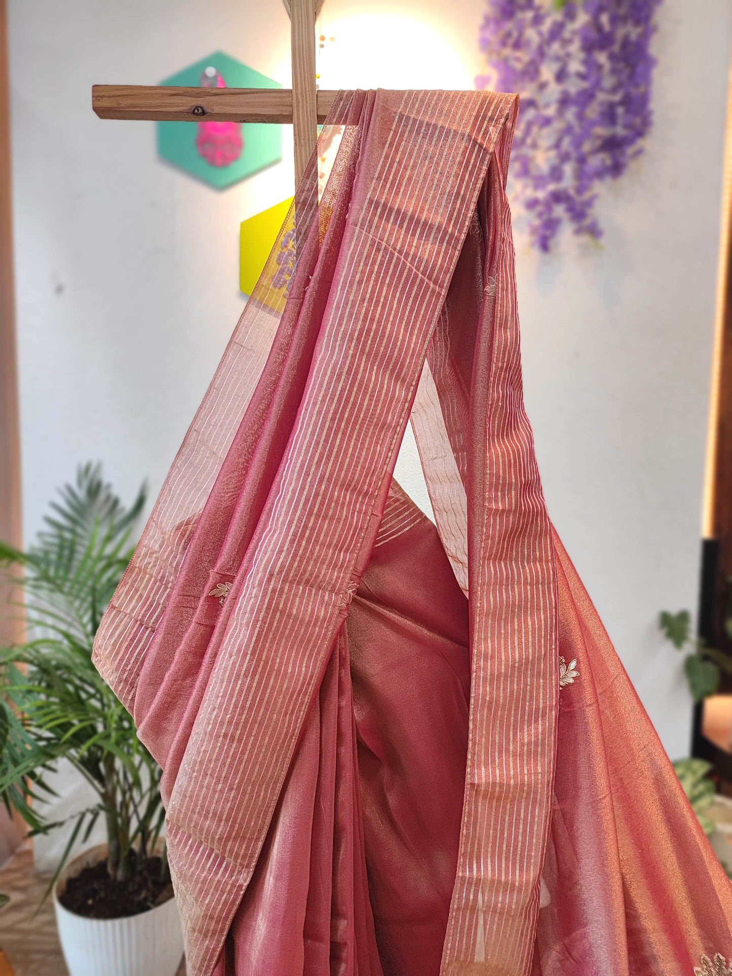 Shimmer Georgette Saree with Banarasi Weaving & Hand Embroidery Buy Now