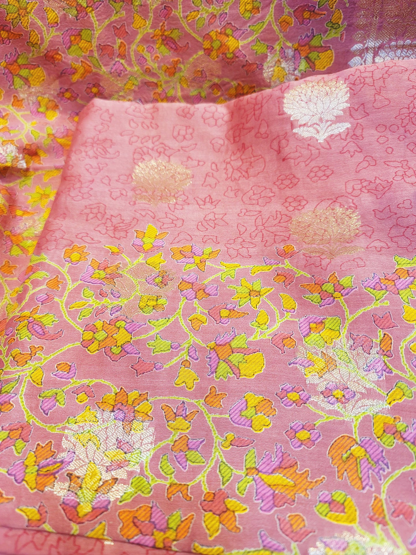 Pink Chanderi Silk with Banarsi Suit Chanderi Dupatta