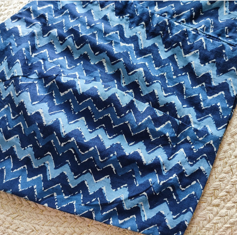 Indigo Blue Pure Cotton Handblock Printed Non Padded Blouse