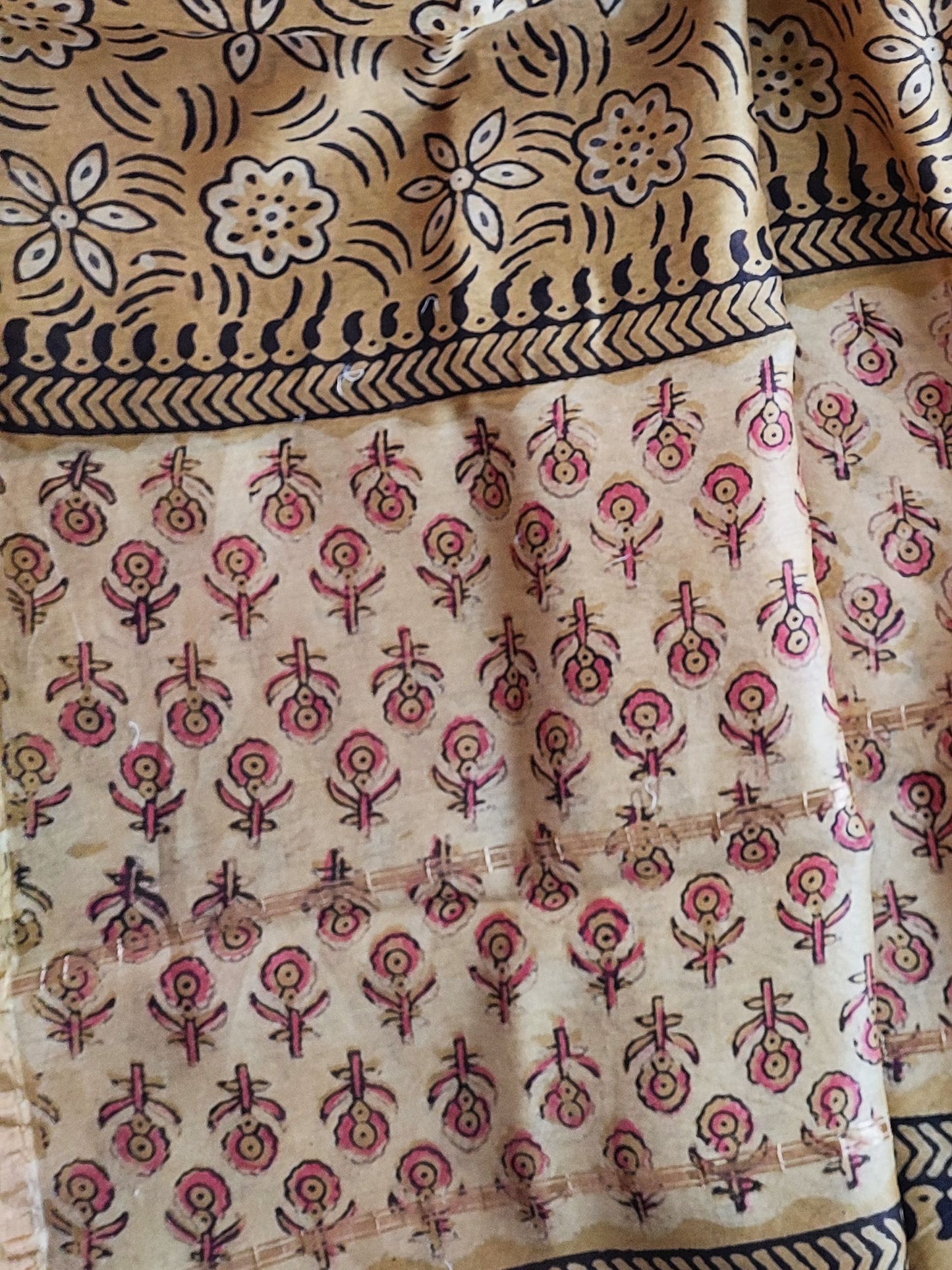 Beige & Pink Chanderi Silk Suits with Vanaspati Prints
