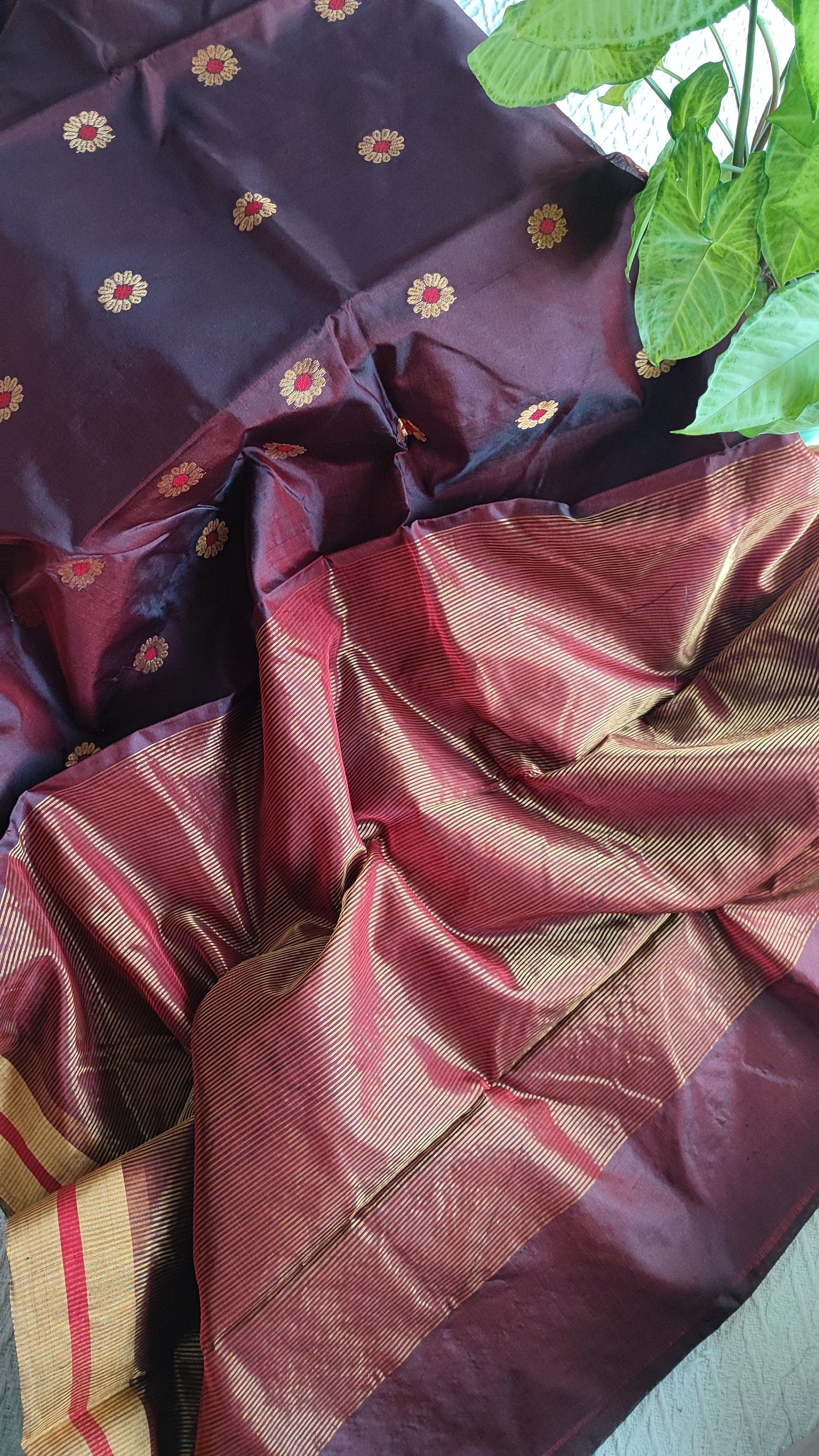 Mulberry Purple Premium Pattu Silk Chanderi Saree with Minakari motifs