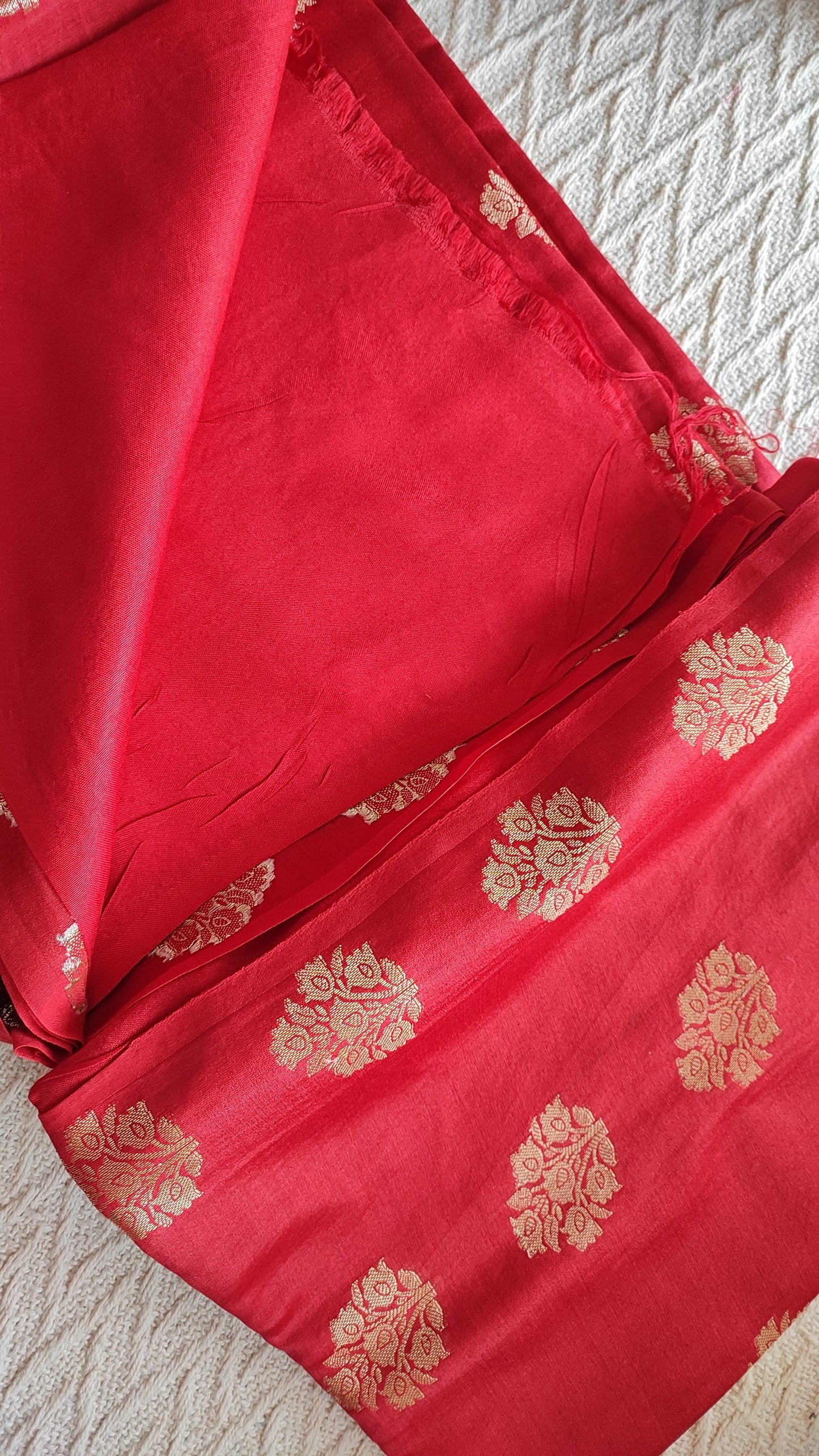 Crimson Red Banarsi Chanderi Silk Suit with Banarsi Chanderi Dupatta