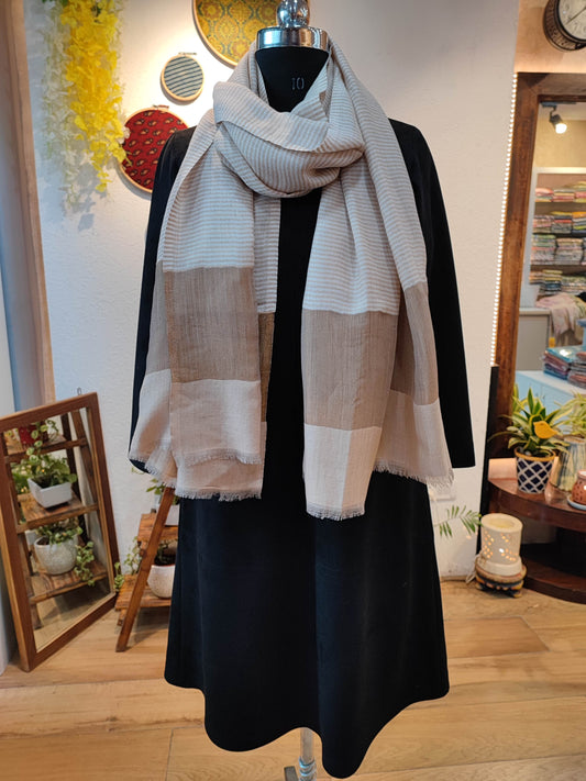 Clay Brown Striped Pure pashmina Stoles