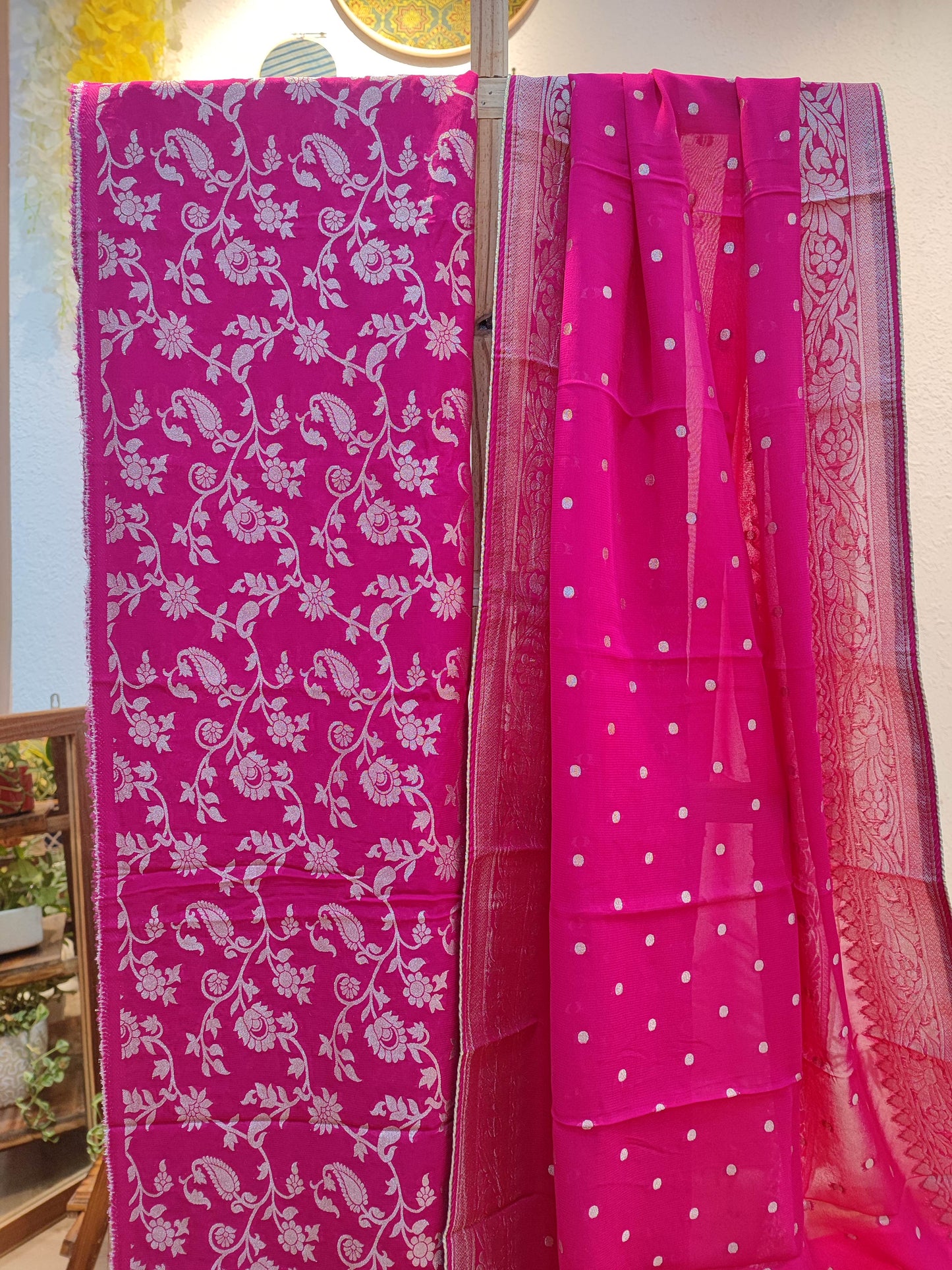 Hot Pink Banarasi Georgette Suit Set