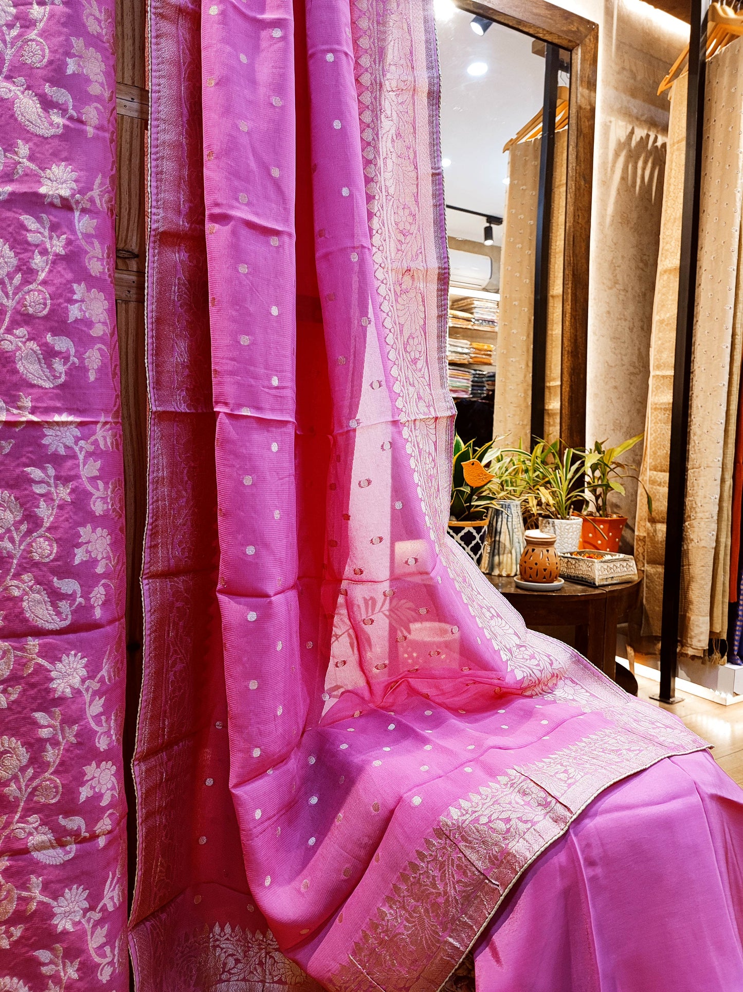 Rise Pink Banarasi Georgette Suit Set