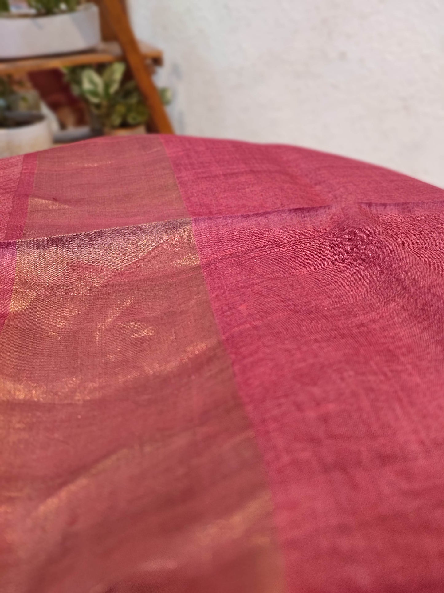 Apricot And Mauve Pure Tassar Silk Printed Saree