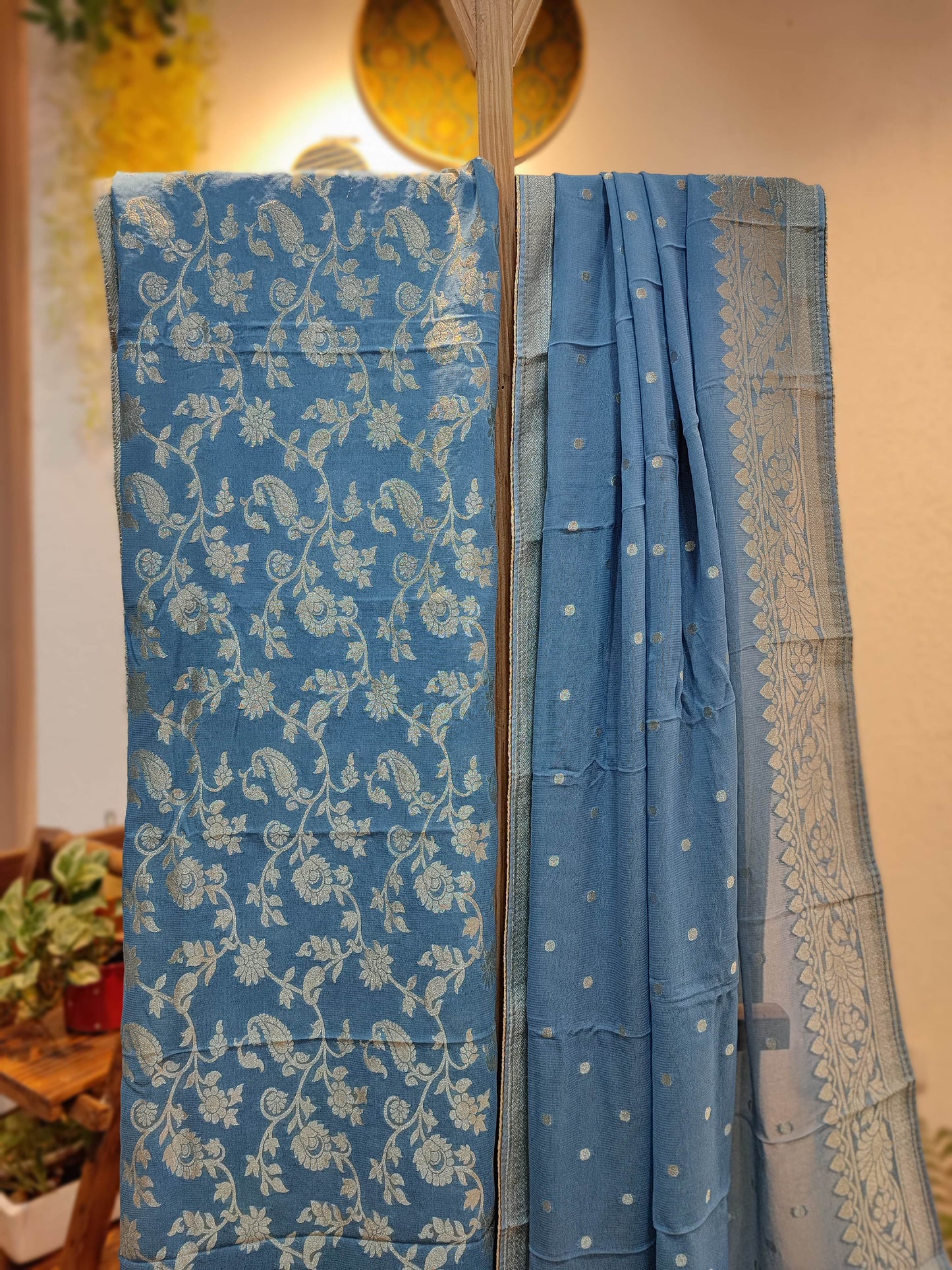 Powder Blue Banarasi Suit Set