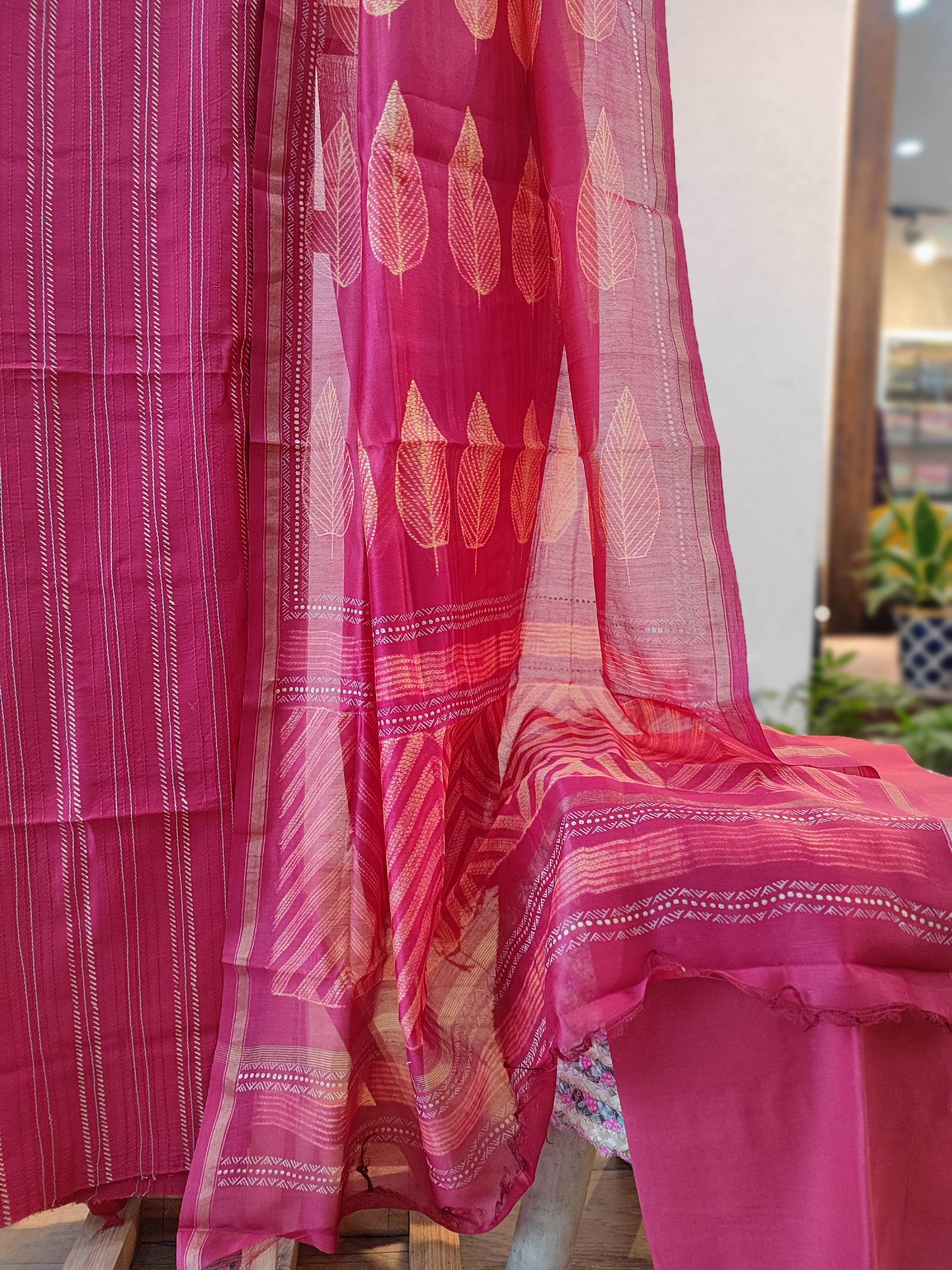 Chanderi Silk Suits with Chanderi Shibori Dupatta