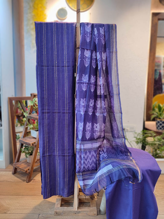 Violet Purple Chanderi Silk Suits with Chanderi Shibori Dupatta