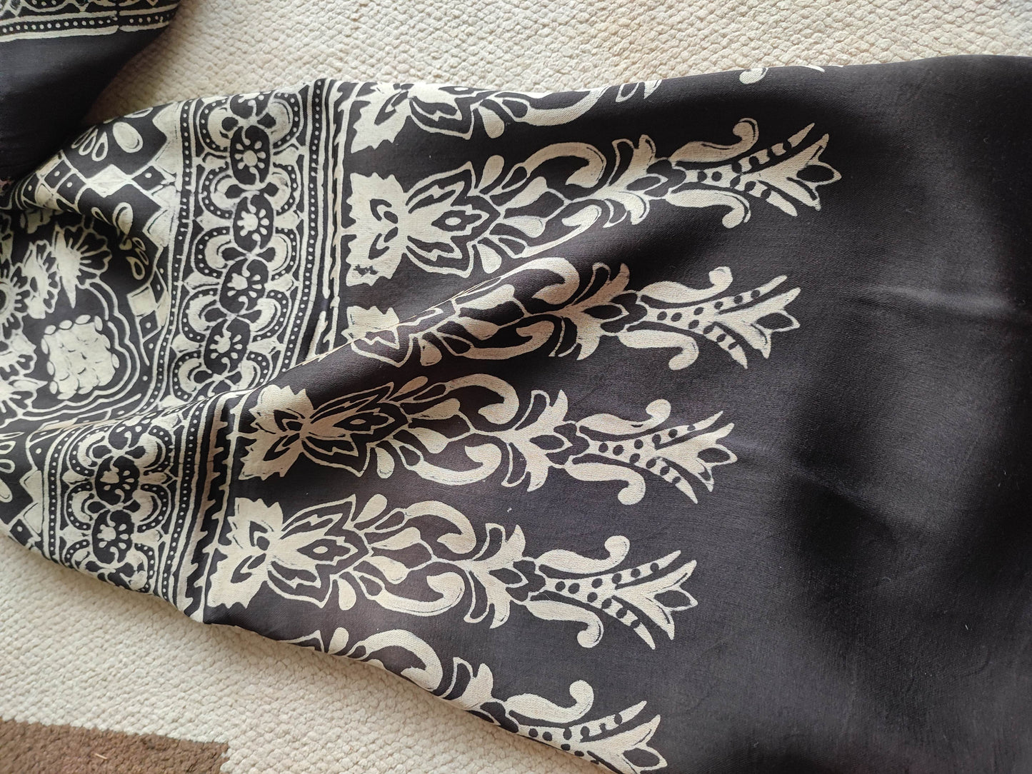 Black Ajrakh Modal Silk Stole