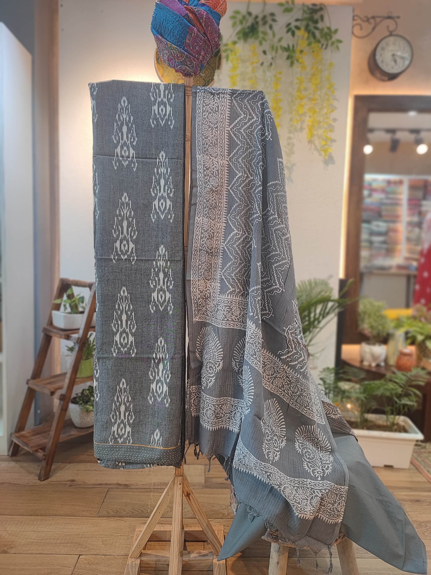 Pure Cotton Handloom Ikkat Suit Set