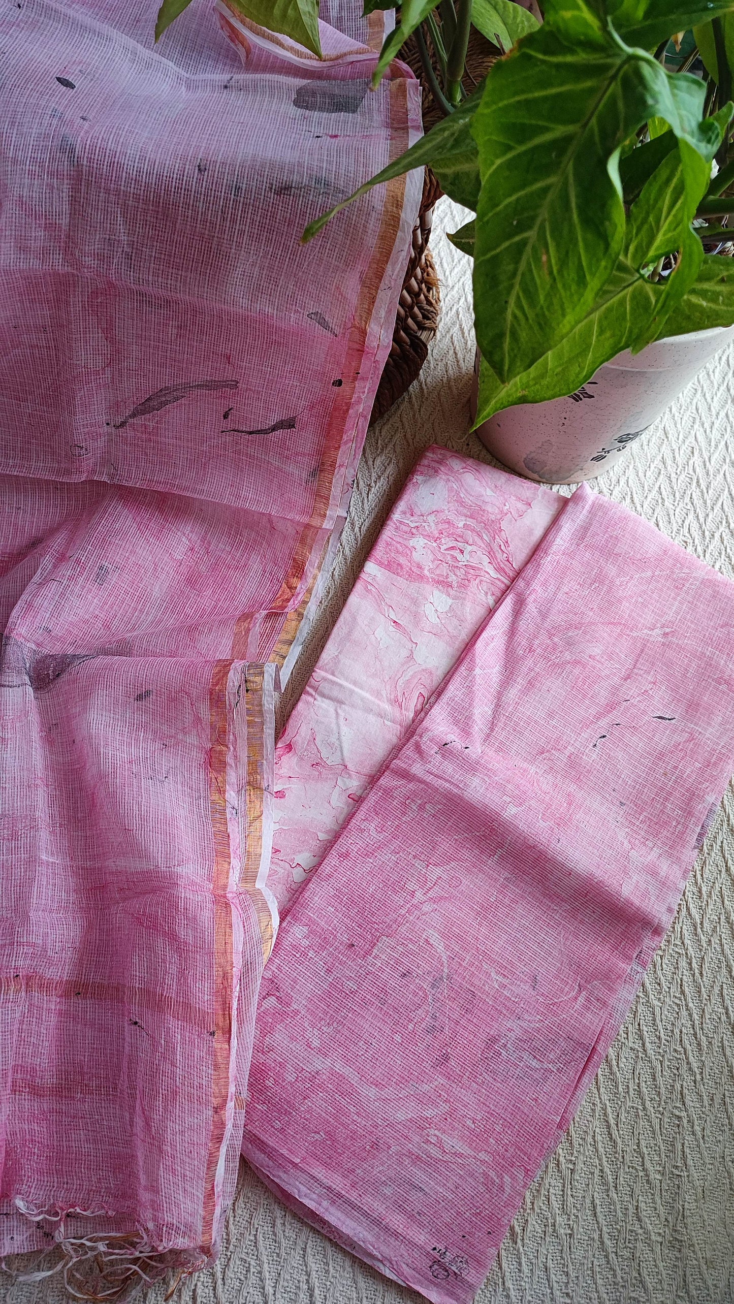 Pink Marble Printed Kota Suit Set