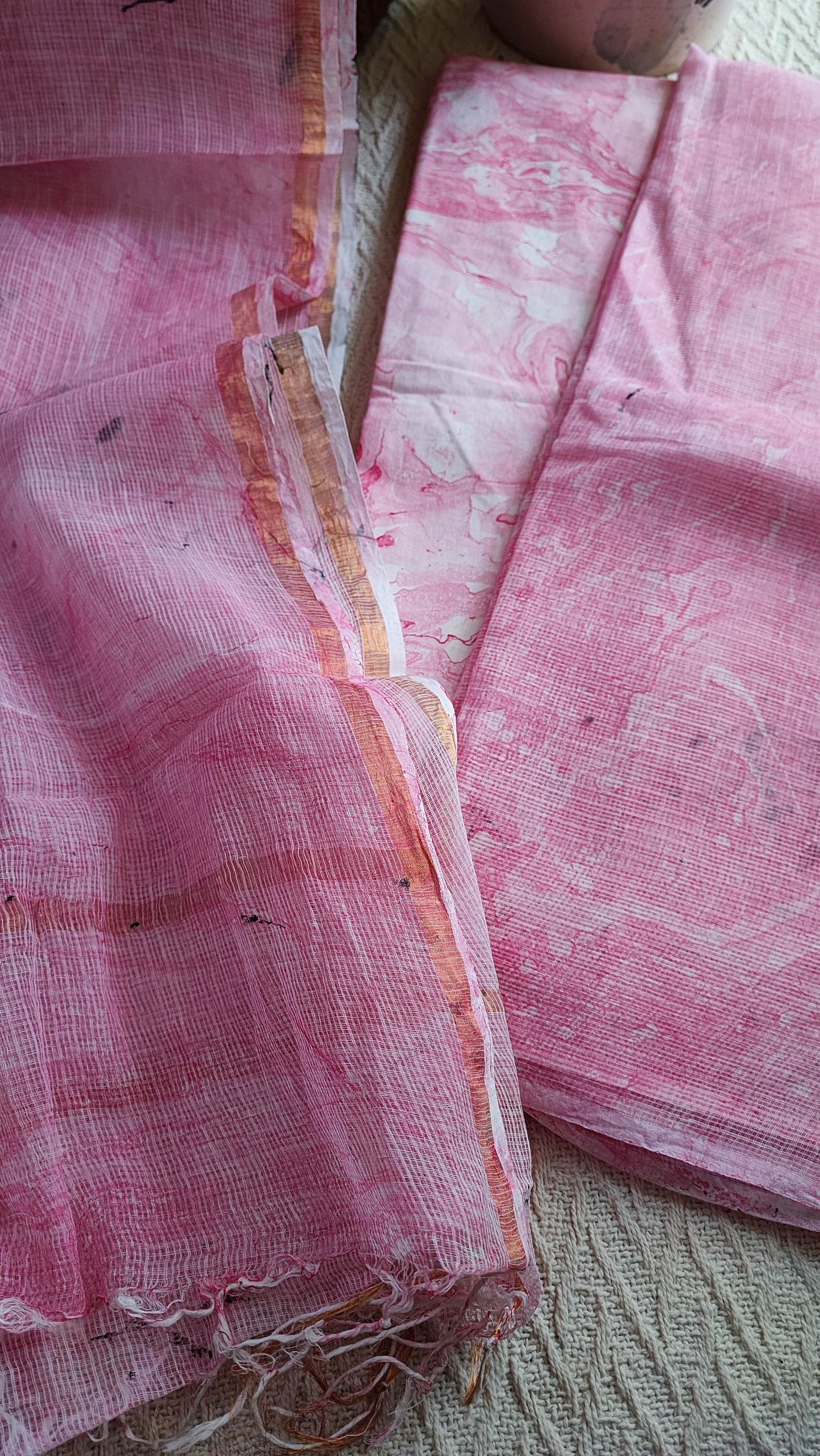 Pink Marble Printed Kota Suit Set