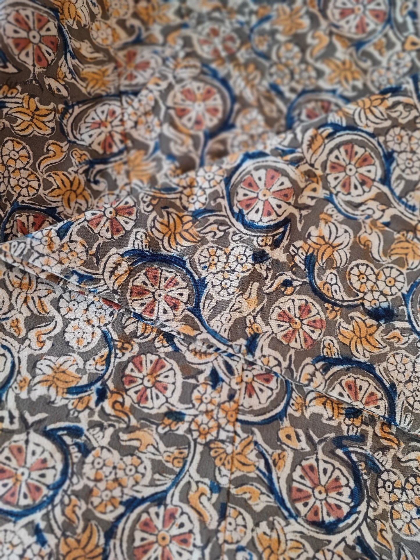 Dense Floral Handblock Printed Kalamkari Pants
