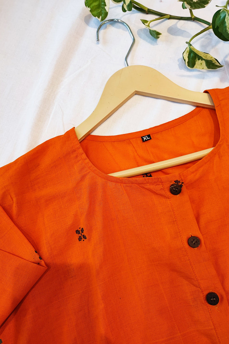 Solid Kesariya Embroided Cotton Contemporary Blouse/Crop Top