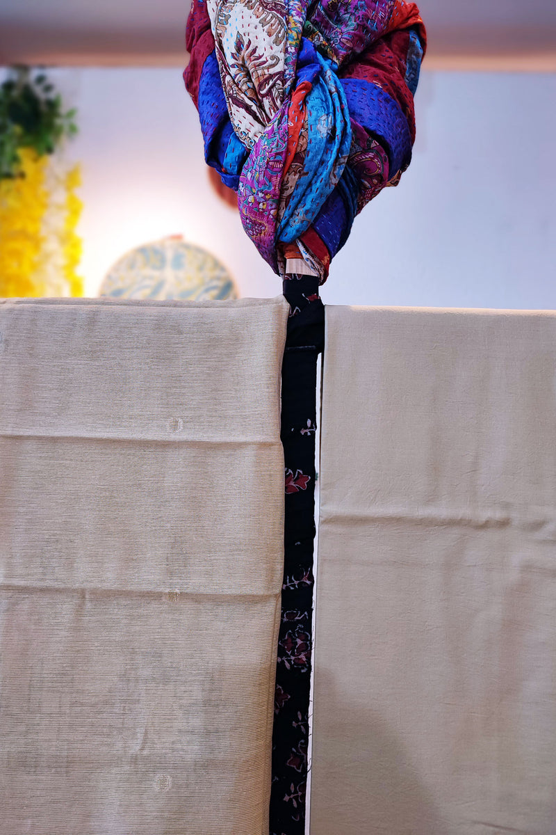 Cream Chanderi Silk by Resham Woven Jamdani Suit