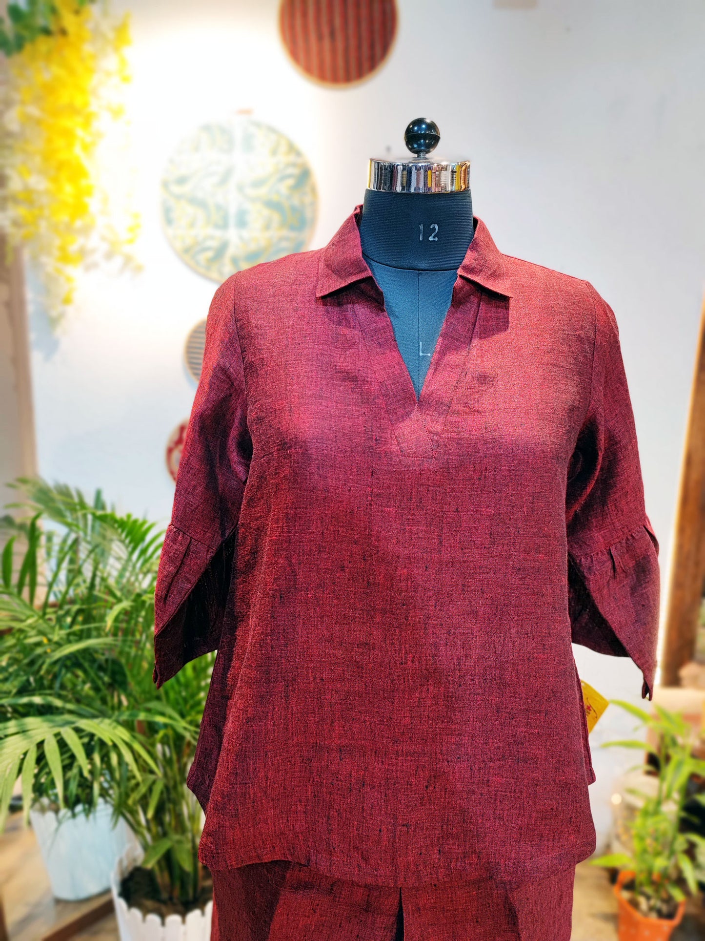 Berry Red Linen Cord Set