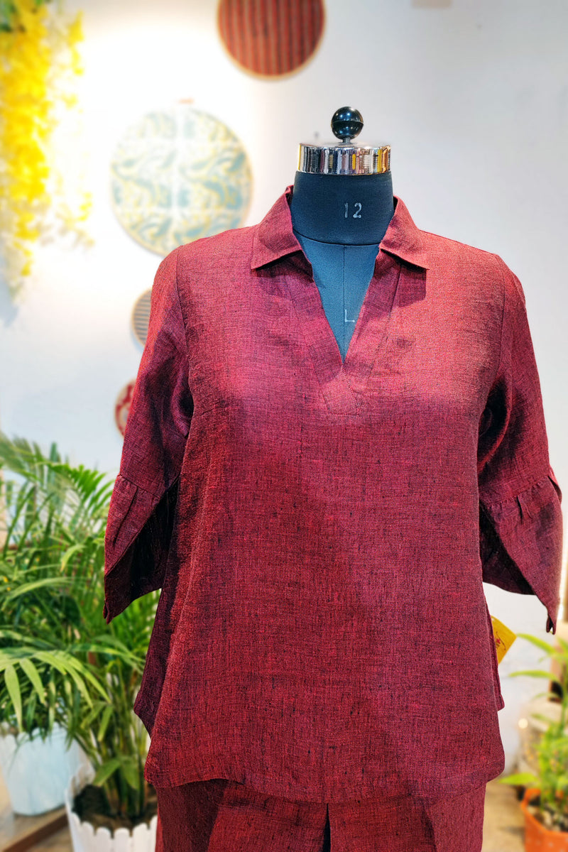 Berry Red Linen Cord Set