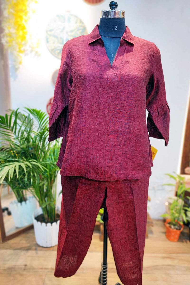 Berry Red Linen Cord Set