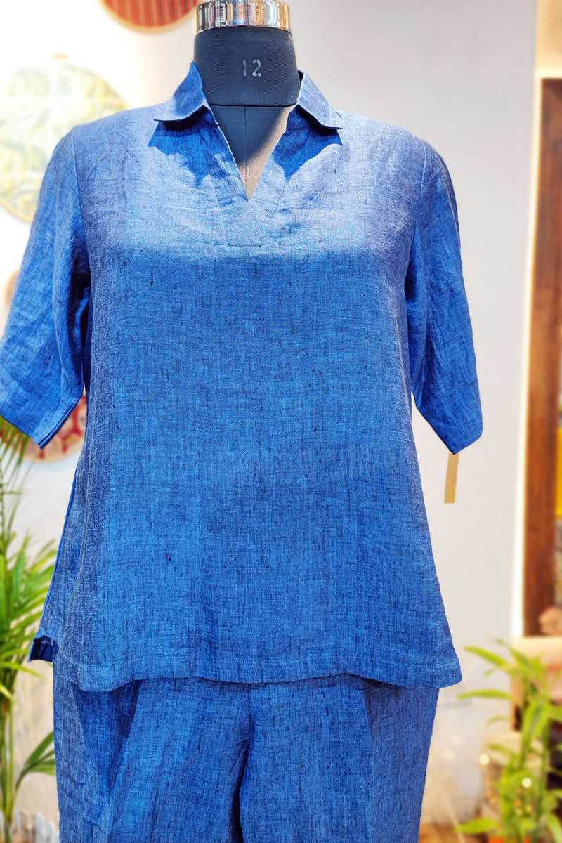 Steel Blue Linen Cord Set