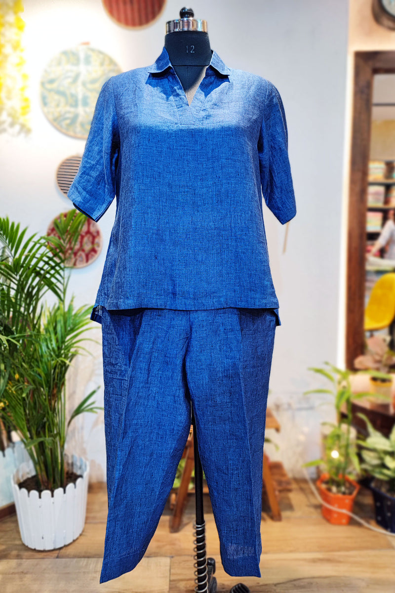 Steel Blue Linen Cord Set