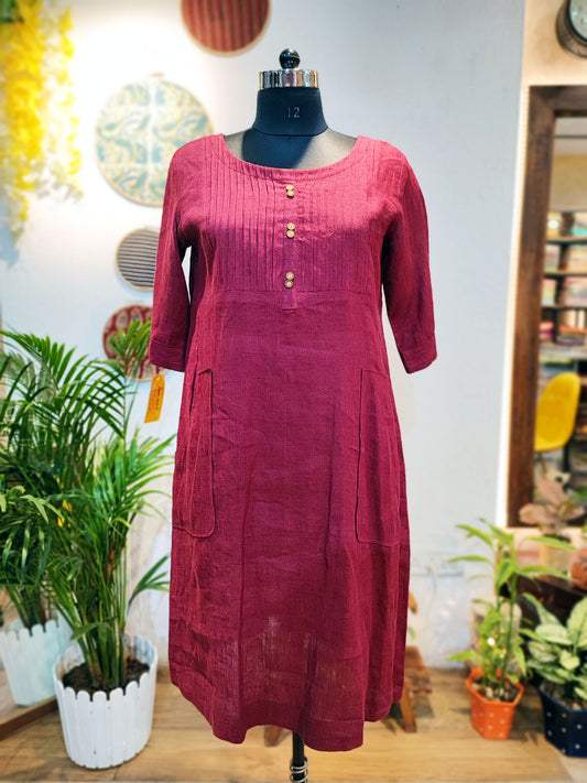 Red Linen Dress/Kurta