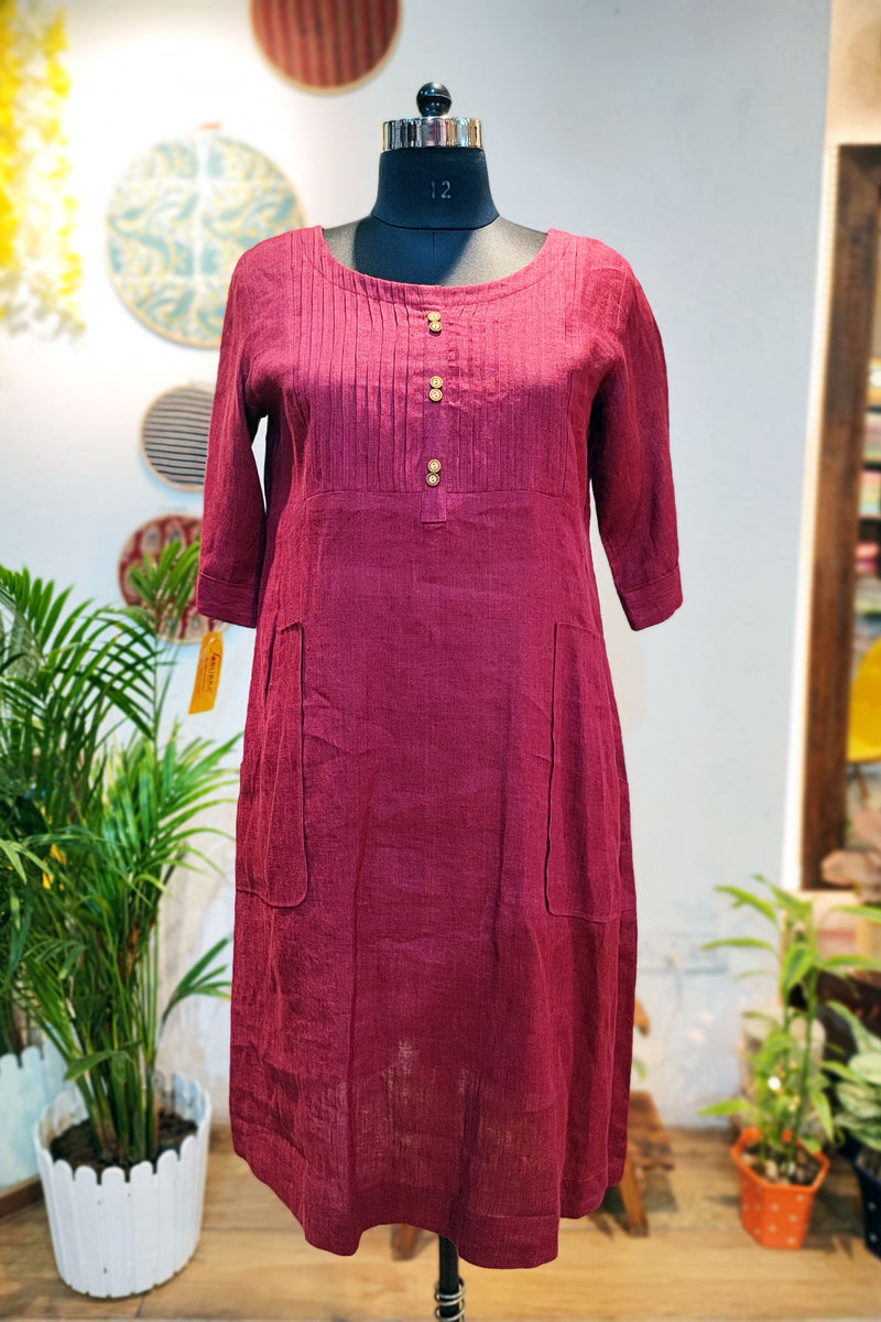 Red Linen Dress/Kurta