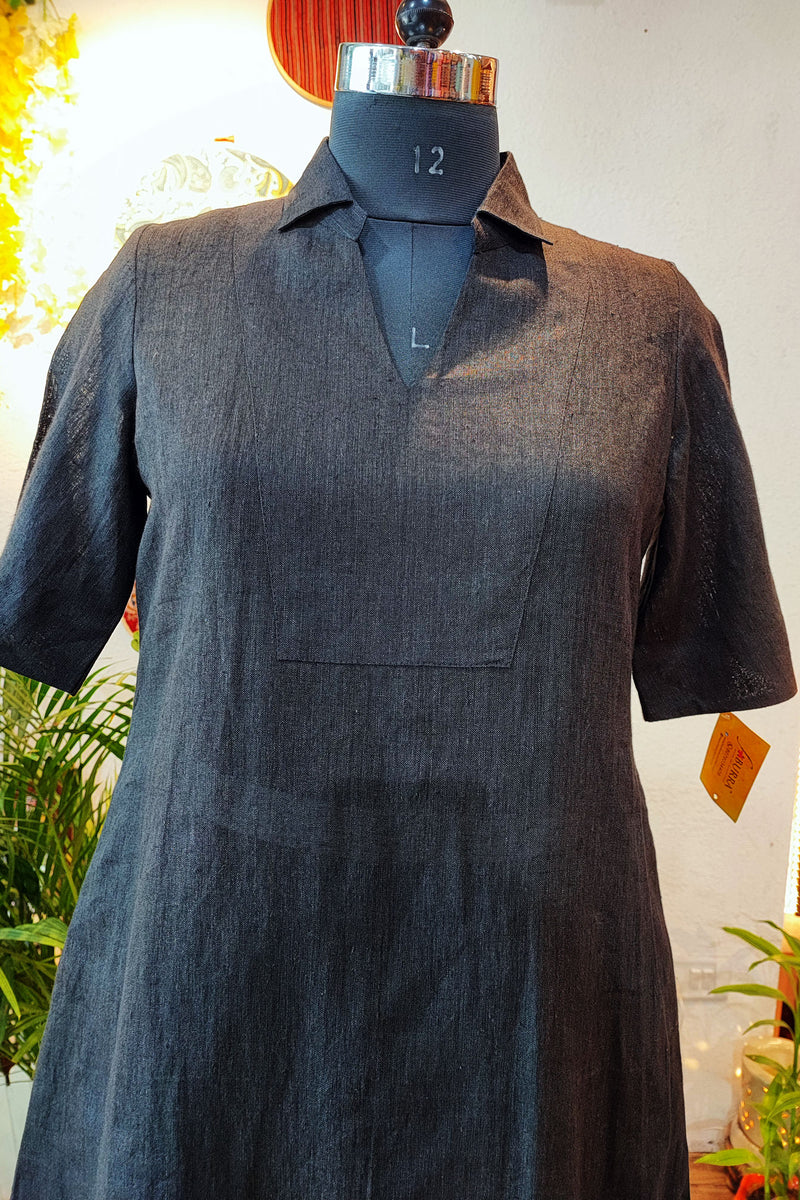 Charcoal Black Linen Cord Set