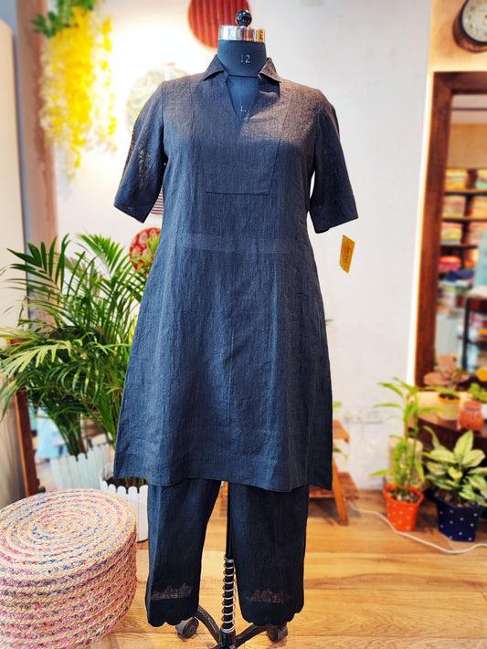 Charcoal Black Linen Cord Set