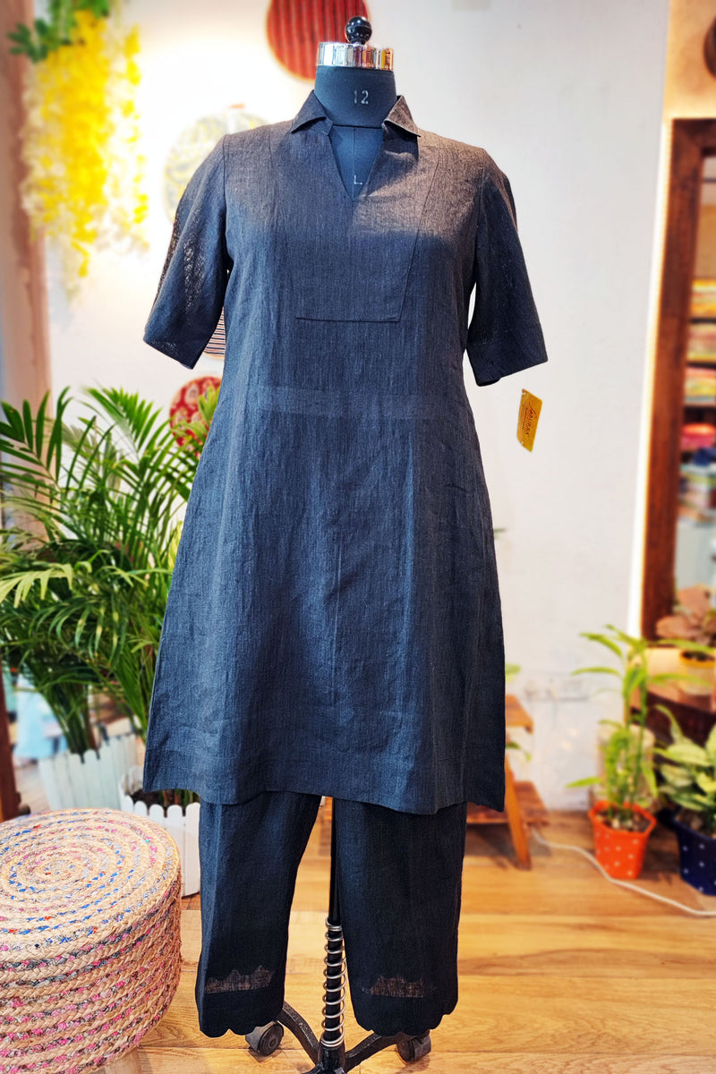 Charcoal Black Linen Cord Set
