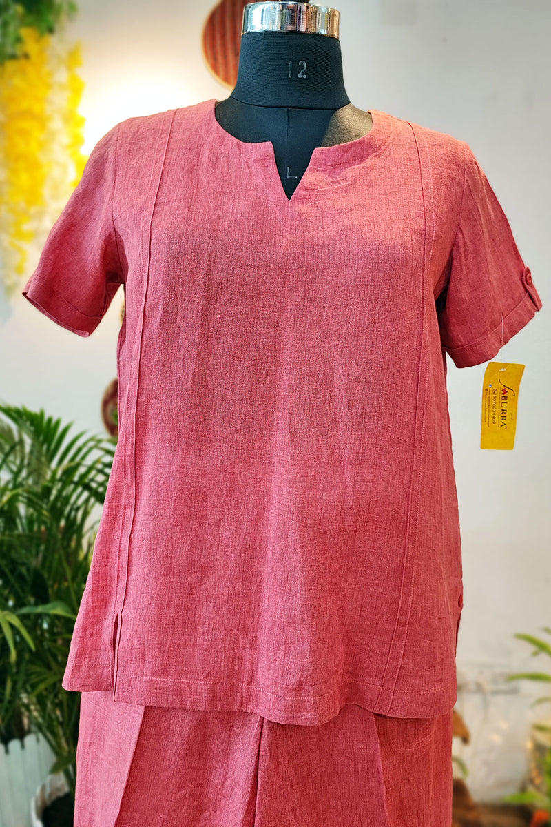 Coral Pink Linen Cord Set