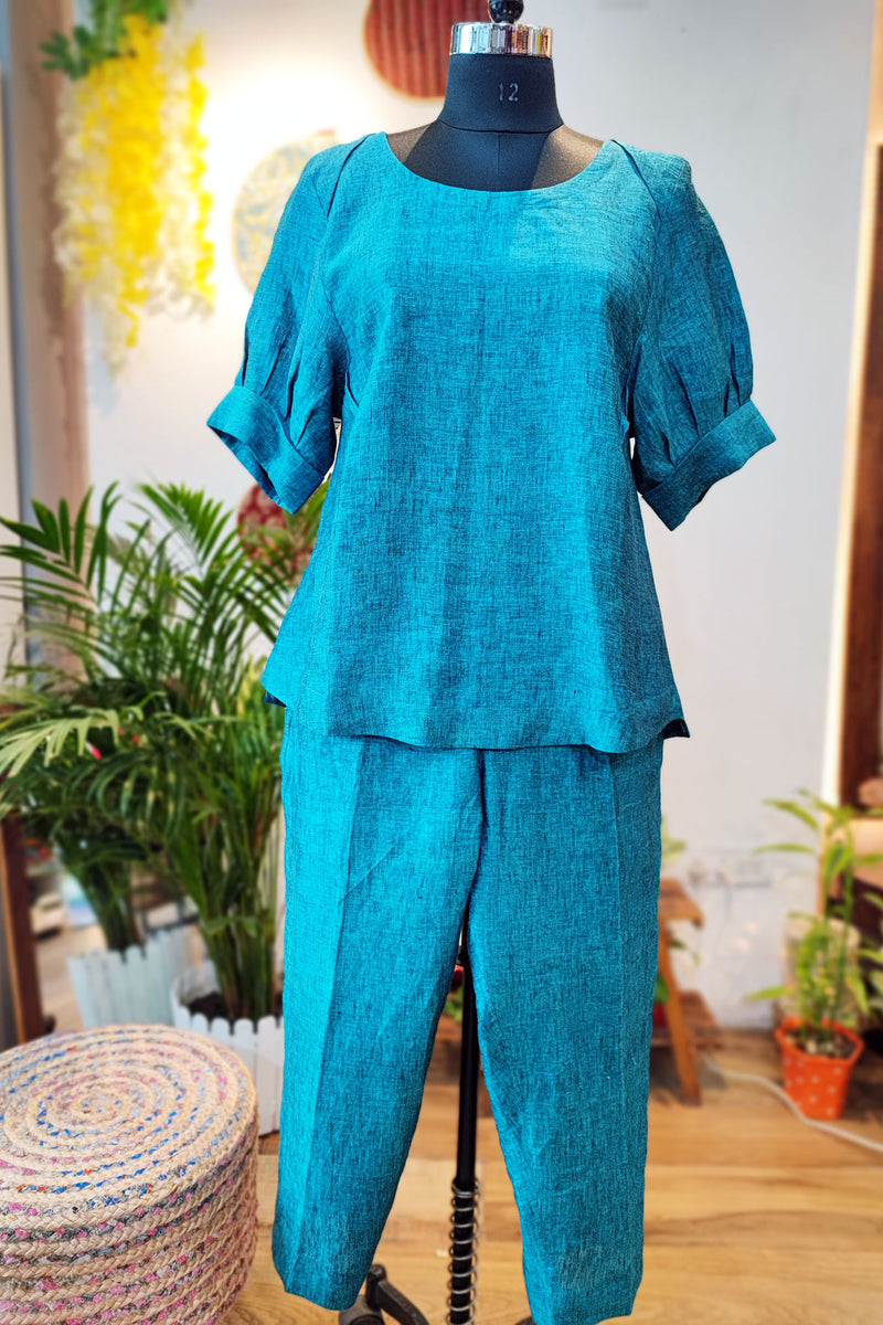 Cyan Linen Cord Set