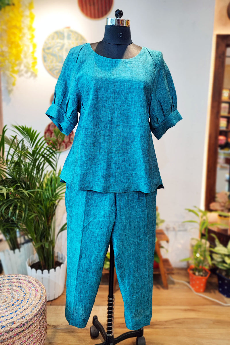 Cyan Linen Cord Set