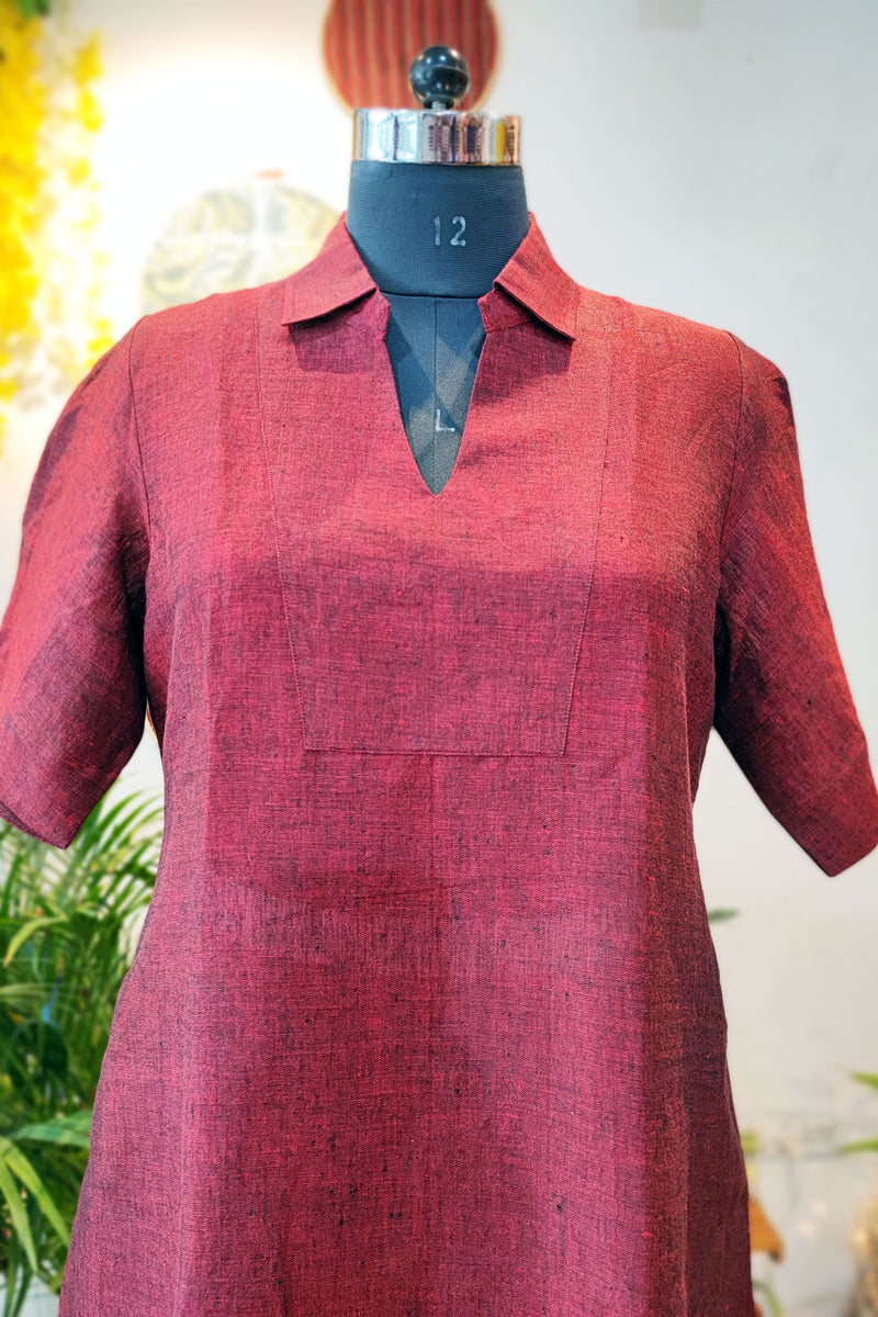 Brick Red Linen Cord Set