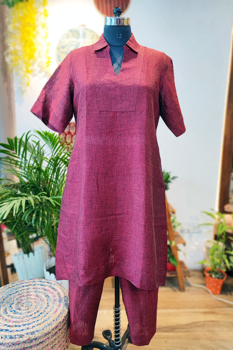 Brick Red Linen Cord Set