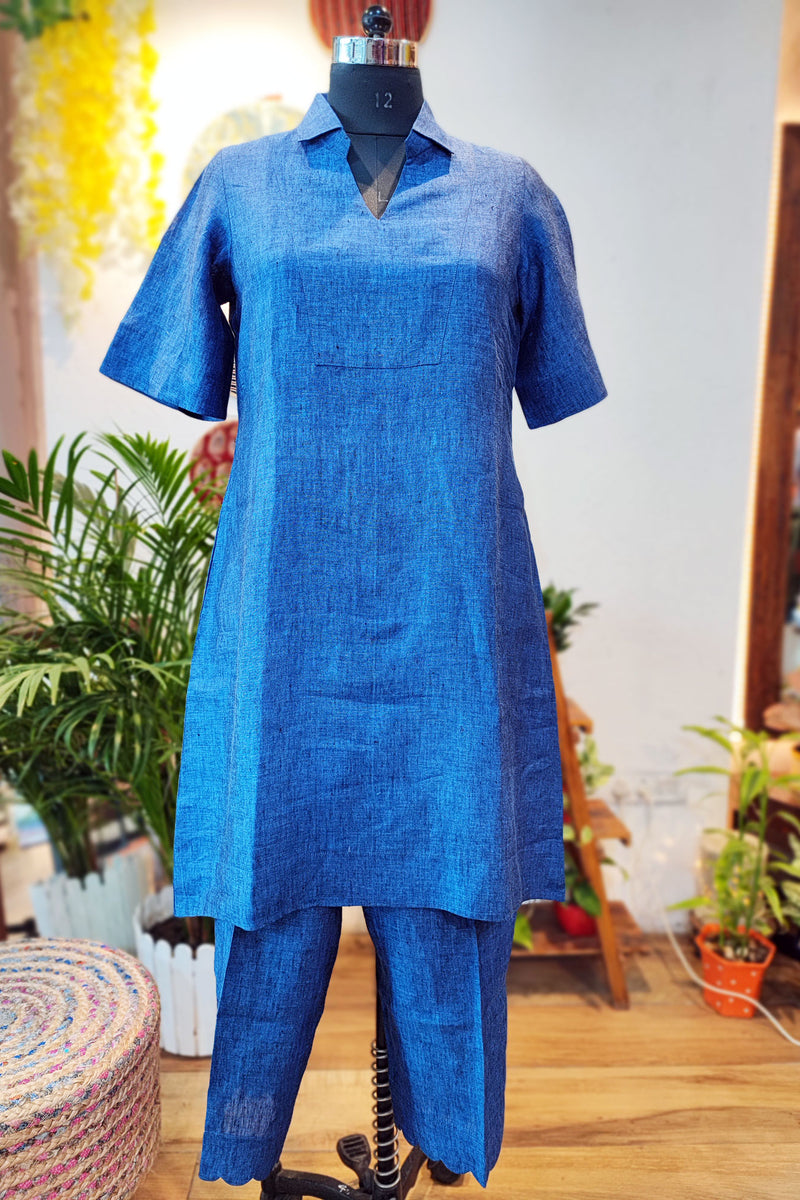 Indigo Blue Linen Cord Set
