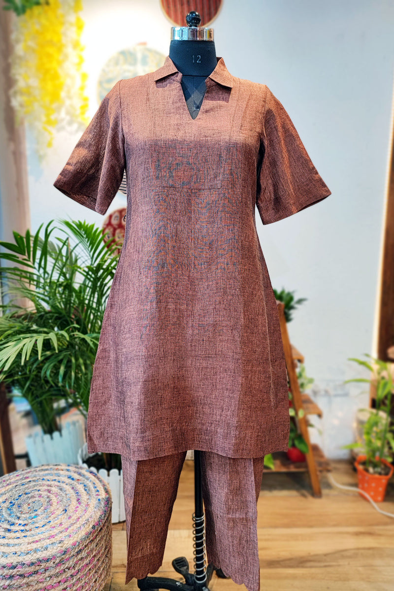 Rust Brown Linen Cord Set
