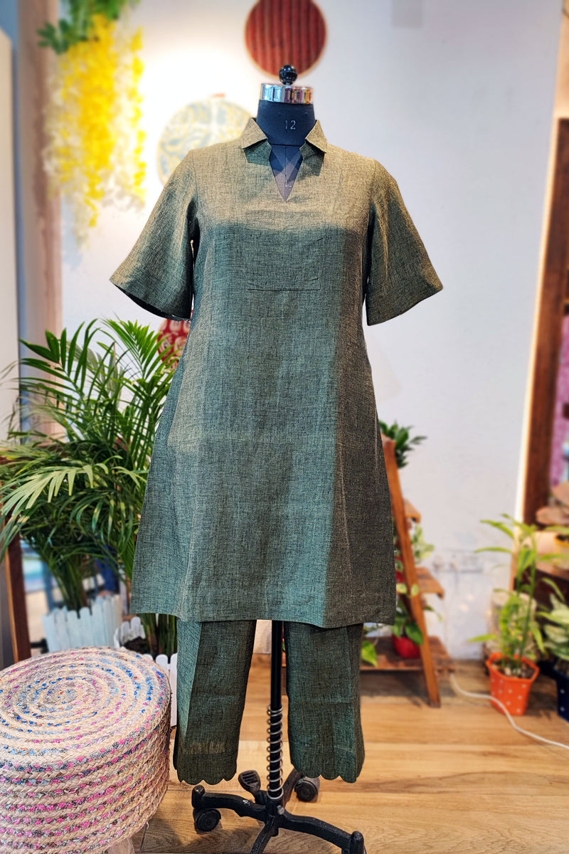 Olive Green Linen Cord Set