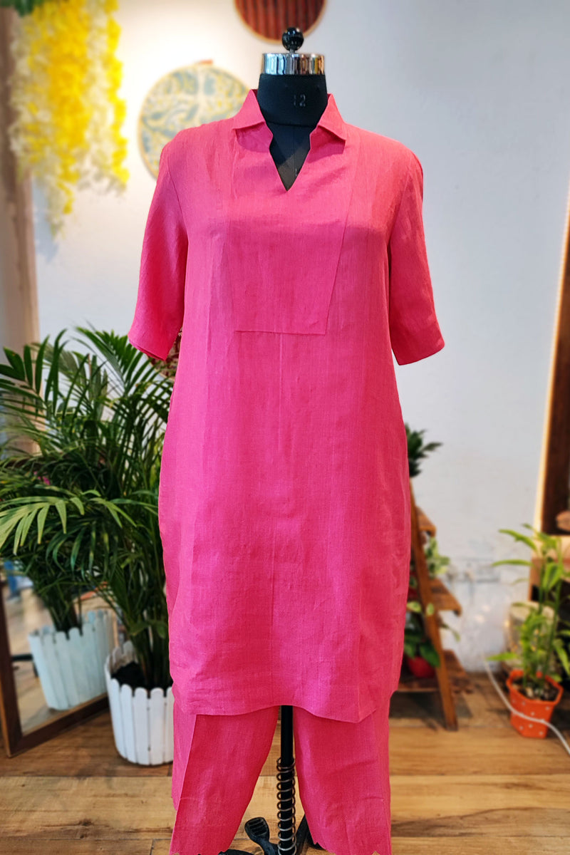 Coral Linen Cord Set