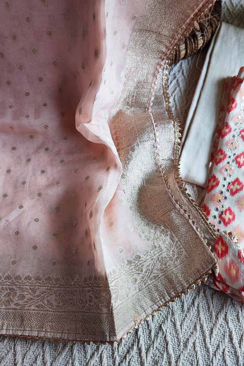 Muslin Silk Suit with Gota Work and Banarsi Georgette Dupatta