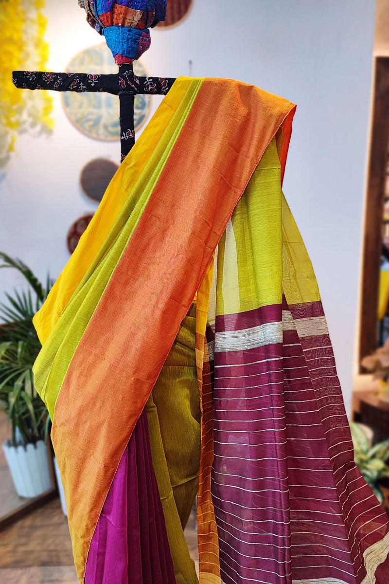 Multicolor Handloom Cotton Silk Saree