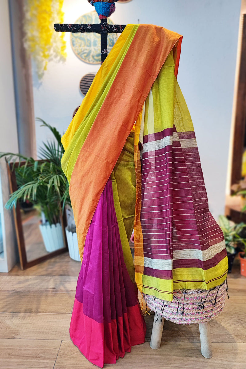 Multicolor Handloom Cotton Silk Saree